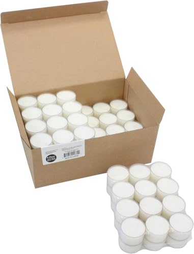 Stonebriar Unscented Tea Light Candles Pack of 192 — 8 Hour Burn, Clear Cup, Long-Lasting, Indoor & Outdoor Decor