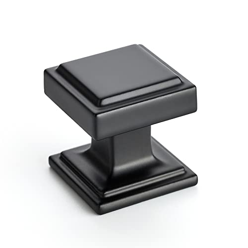 Ravinte Black Square Kitchen Cabinet Knobs 30 Pack - Single Hole Zinc Pulls