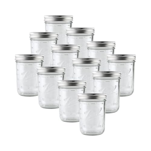 16oz Wide Mouth Mason Jars with Airtight Lids & Bands - Set of 12