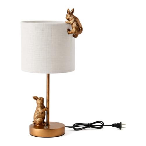 Whimsical 3-Way Dimmable Rabbit Table Lamp - Antique Bronze Bunny Nightlight
