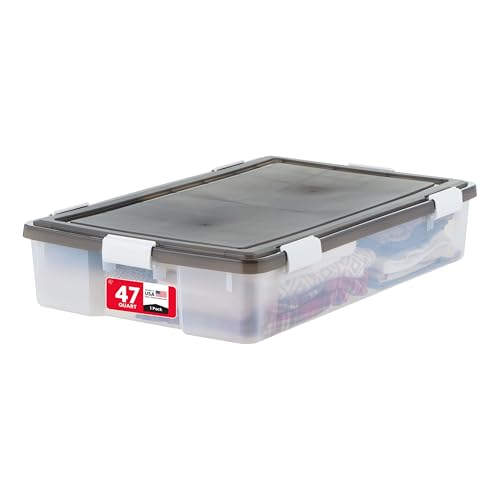 Weatherpro 47 Qt Underbed Storage Bin with Gasket Lid - Gray/Clear, Secure Latches