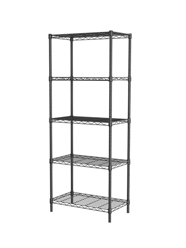 SINGAYE Black 5-Tier Wire Shelving Unit, 12x22x59 Inches, Adjustable Storage Shelf