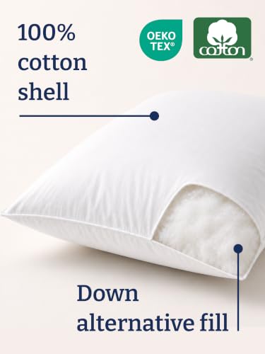 CGK Unlimited Queen Size Cotton Pillows Set of 2 - White, Soft Support, Breathable 300 Thread Count
