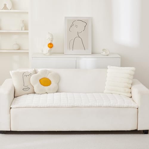 Awjcsv Washable Pet Couch Cover for Dogs, Non-Slip Sofa Protector, White, 27.6" x 59"