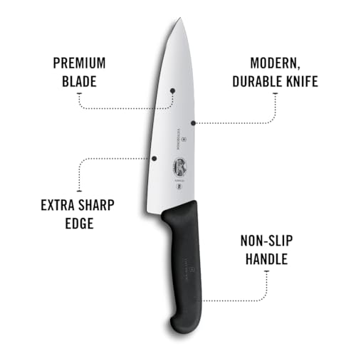 Victorinox Fibrox Pro 8 Inch Chef's Knife - Dishwasher Safe, Black, Ergonomic Handle