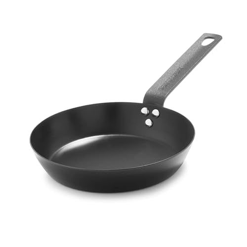 8-Inch Pre-Seasoned Carbon Steel Frying Pan Skillet - Black, Ready to Cook