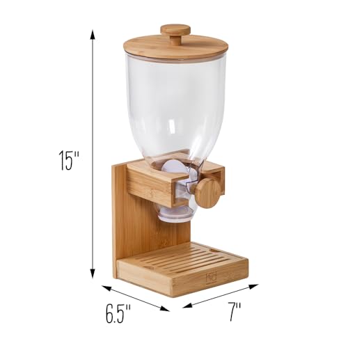 ZevrO 2.2 Cup Dry Food & Cereal Dispenser, BPA-Free Plastic & Bamboo, Brown