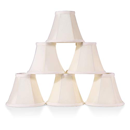 Cream White Wellmet Candelabra Bulb Clip-On Lamp Shades - 3" x 6" x 5" - Set of 6 - Bell-Shape