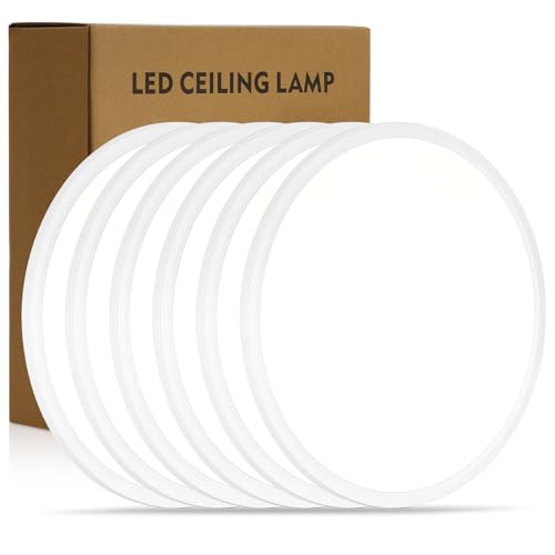 White 14.9 Inch LED Flush Mount Ceiling Light 5CCT 32W 3343LM - 6 Pack