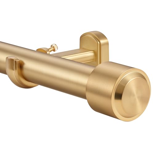 Heavy Duty Extendable Curtain Rod 1 1/8 Inch Diameter, Warm Gold, 72-144 Inches
