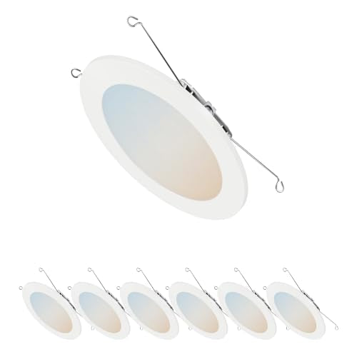 HALO 6 Inch Slim LED Recessed Light Trim Kit 6-Pack 5-CCT Dimmable, Wet Location