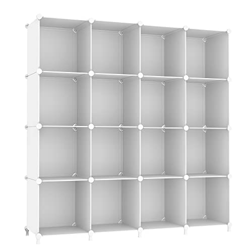 AWTATOS White Cube Storage Organizer - 16 Cubes Modular Closet Shelves