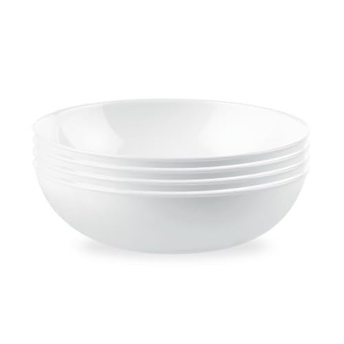 Corelle 4-Piece 46oz White Meal Bowls Set for 4, Durable & Space-Saving