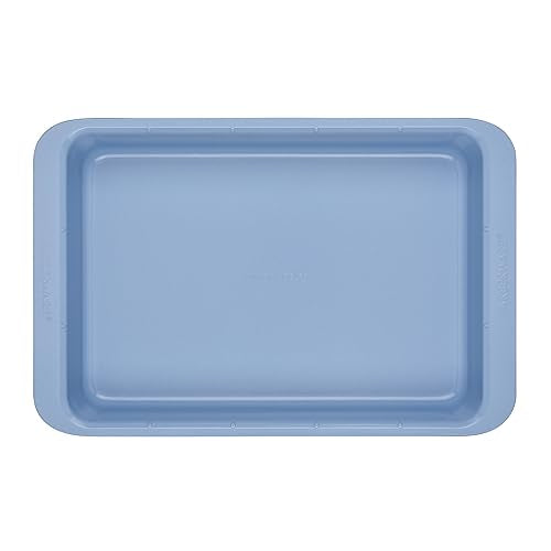 Farberware Easy Solutions Nonstick Bakeware Rectangular Cake Pan, 9 Inch x 13 Inch with Portion Marks - Blue