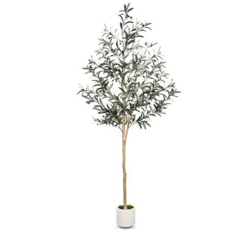 6FT Artificial Olive Tree with Natural Wood Trunk - Indoor Faux Greenery