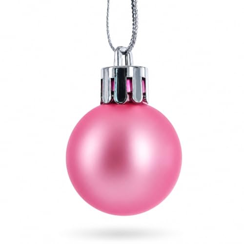 Pink Mini Plastic Christmas Ornaments Set of 40 - Holiday Tree Decorations
