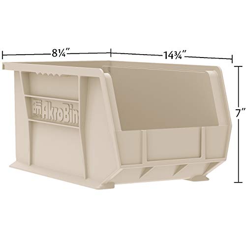 Akro-Mils 30240 Black Plastic Storage Bins 15x8x7 Inches 12-Pack - Heavy Duty, Stackable, Multi-Purpose Container