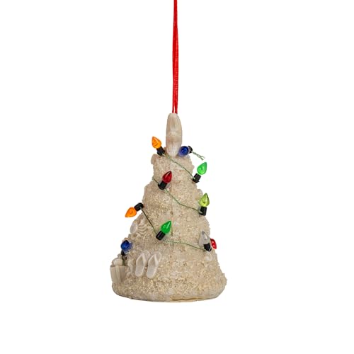 Beach Christmas Ornament with Lights - Nautical White Sand Beach Decor