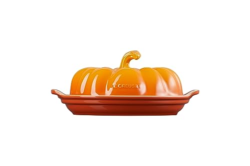 Le Creuset Pumpkin Butter Dish Persimmon - Autumn Seasonal Stoneware Serving