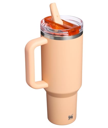 STANLEY Quencher ProTour Flip Straw Tumbler with Leakproof Lid 40 oz | Built-In Straw & Handle | Cupholder Compatible for Travel | Insulated Stainless Steel Cup | BPA-Free | Orange Sherbet