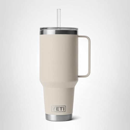 YETI Rambler 42 oz Tumbler with Handle and Straw Lid, Travel Mug Water Tumbler, Vacuum Insulated Cup with Handle, Stainless Steel, Cape Taupe