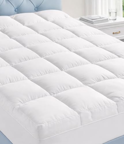 Fracho Queen Cotton Mattress Topper - Extra Thick Pillow Top Bed Pad
