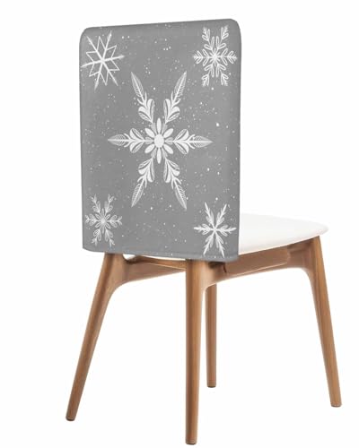 AMZRicher Grey Snowflake Christmas Chair Back Covers 6 Pack for Dining Chairs