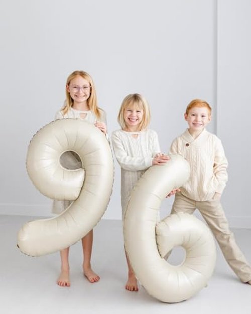 Cream Number 13 Balloon 40 inch, 13 Number Balloons, 13th Cream Birthday Decorations, 13 Year Old Girls Boys White Party Supplies