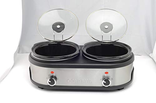Courant Double Slow Cooker 2.5 Quart Each, 5 Quart Total, Dishwasher Safe Stoneware Pots