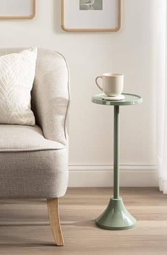 Kate and Laurel Sanzo Green Modern Round Metal Pedestal Table 9x9x23 - Indoor Plant or Drink Stand
