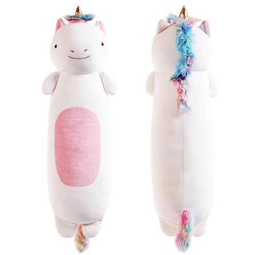 22¡± Long Unicorn Plush Body Pillow, Cute Colorful Unicorn Stuffed Animals, Unicor Squishy Soft Plushies Toy, Gifts for Kids Girls and Boys, Birthdays, Halloween, Christmas