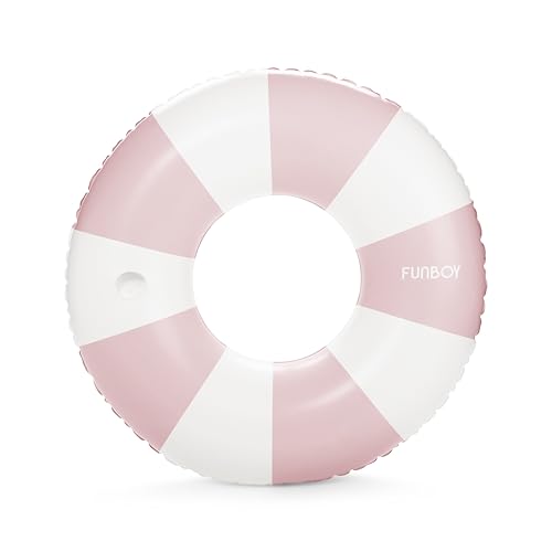 Pink 46-Inch Vintage Stripe Pool Tube Float with Cup Holder - Adult Size