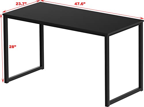 SHW Mission 48-Inch Black Home Office Computer Desk with Steel Frame