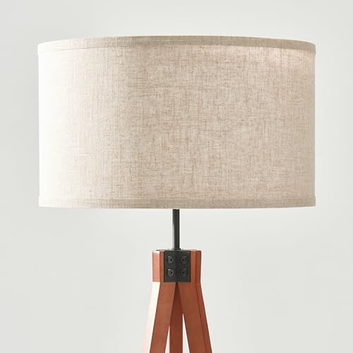 Tall Tripod Floor Lamp with Dimmable LED, Solid Wood Legs for Living Room & Bedroom