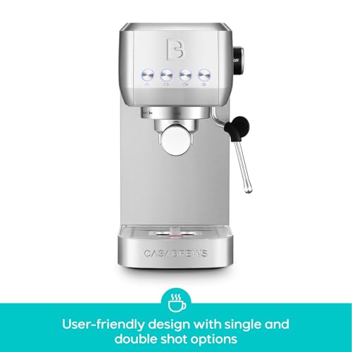 CASABREWS Silver 3700 Espresso Machine with Steam Wand & 20-Bar Pump