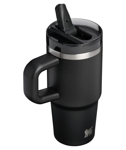 STANLEY Quencher ProTour Flip Straw Tumbler with Leakproof Lid 14 oz | Built-In Straw & Handle | Cupholder Compatible for Travel | Insulated Stainless Steel Cup | BPA-Free | Black 2.0
