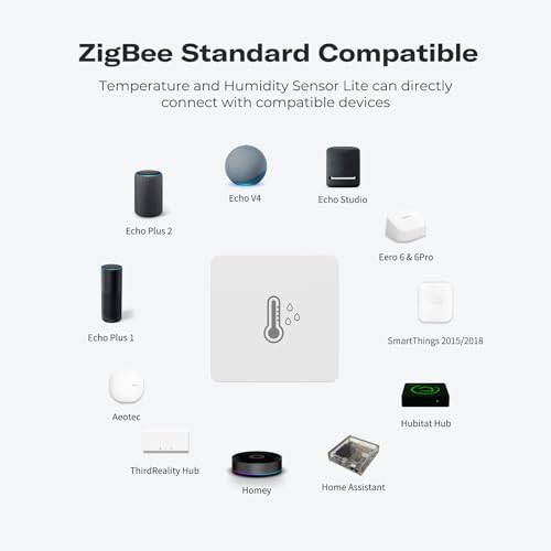 3-Pack Zigbee Temperature and Humidity Sensors for Smart Home - Compatible with Echo, Home Assistant, SmartThings, Homey