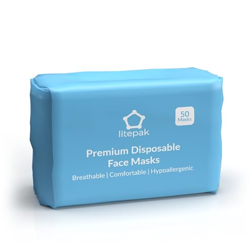 Litepak Blue Disposable 3-Ply Face Masks - 2000 Pack, Breathable & Hygienic