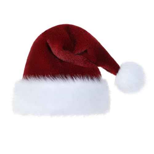 Christmas Hat, Santa Hat, Xmas Holiday Hat for Adults, Super Soft Plush Santa Hat for Xmas New Year Party Headwear