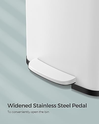 SONGMICS 13-Gallon Stainless Steel Kitchen Trash Can with Soft Close & White/Black Variation