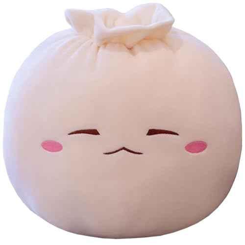 Dumpling Plush Pillow, Dumpling Stuffed Animal, Stuffed Bun Plush, Funny Food Toy Gifts for Kids Adults(6.3 * 12.2 in,Frown)
