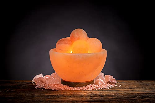 Himalayan Salt Lamp with 6 Massage Balls - Handmade Salt Crystal Decor