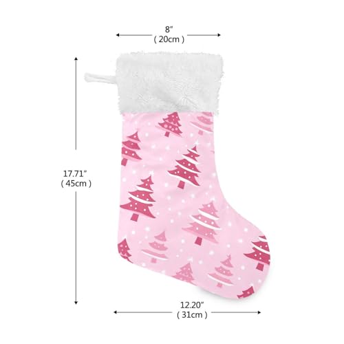 Pink Christmas Stocking 17.7 Inch Large Velvet Fireplace Hanging Gift