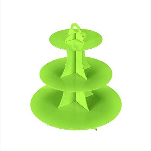 3-Tier Cupcake Stand, Cake Stand holder, Tiered DIY Cupcake Stand Tower for Dessert Table Displays, Birthday Theme Party Favors Decoration, Floral Tea Party, 12" W x 12.8" H, Green