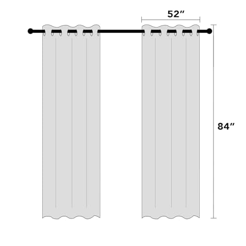 PrinceDeco Natural Linen Blackout Curtains Pack of 2, 52"W x 84"L, Light Blocking for Bedroom & Living Room, White Backing