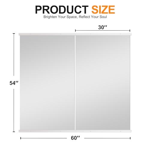 Delma Frameless Full Body Gym Mirrors 54 x 30 Inches, 2 Pack, Tempered Glass Wall-Mounted