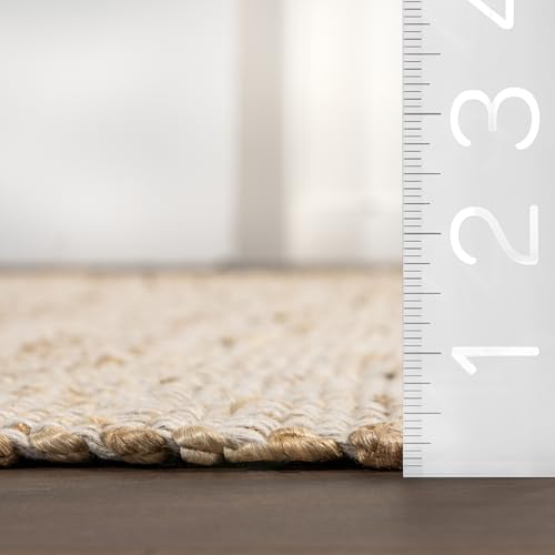 Natural Jute and Cotton Area Rug 3x4 ft - Boho Farmhouse Style, Handmade