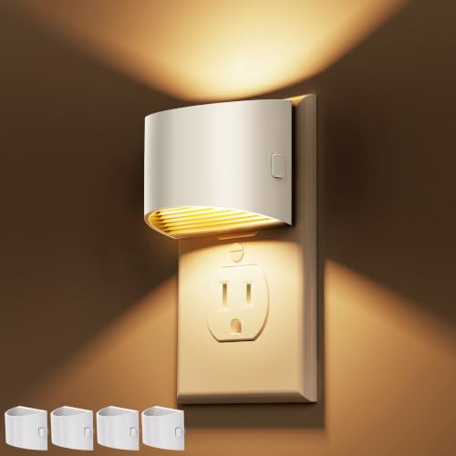 LED Night Lights Plug into Wall, Dimmable 3-Level Brightness, White 4 Pack 3000K Soft White