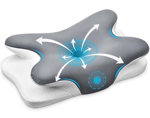 Ehomfory Gray Cervical Neck Pillow - Ergonomic Memory Foam Support for Neck Pain Relief, Adjustable Contour
