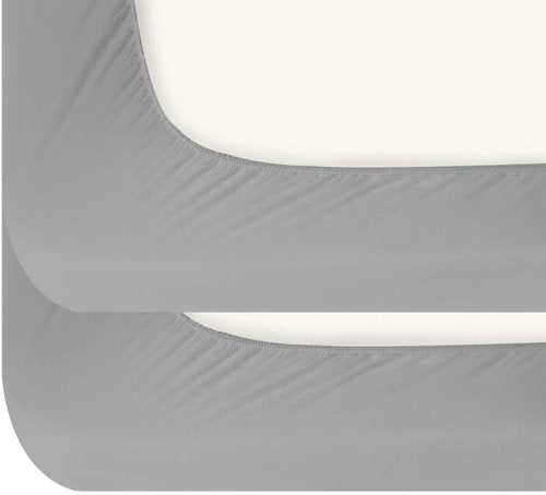 Biloban Twin Fitted Sheets - 2 Pack, Deep Pocket, Shrinkage & Stain Resistant, Easy Care, Grey